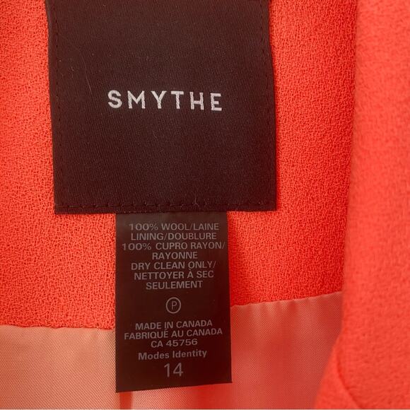 Smythe Tailored Blazer Neon Tangerine Revolve Size 14 - Picture 8 of 8